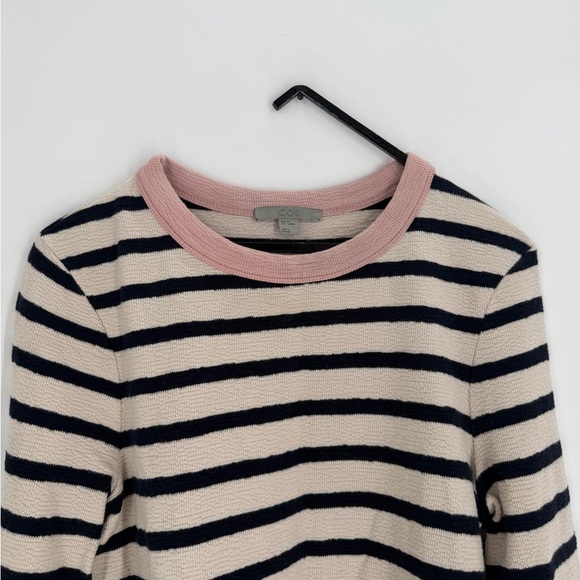 COS Tops - Cos Contrast Neck Pink Collar Striped Long Sleeve Top